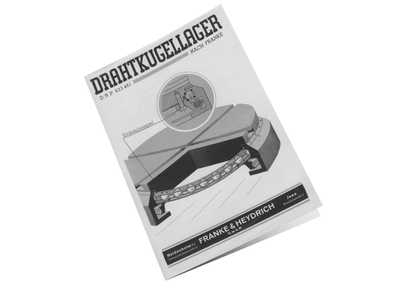 Der erste Prospekt zu Wälzlagern, damals unter dem Namen Drahtkugellager.